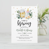 Baby Is Brewing Greenery Baby Shower Invitation 招待状 (スタンド正面)