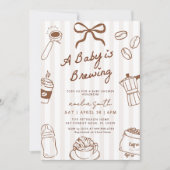 Baby is Brewing Hand Drawn Coffee Baby Shower 招待状 (正面)