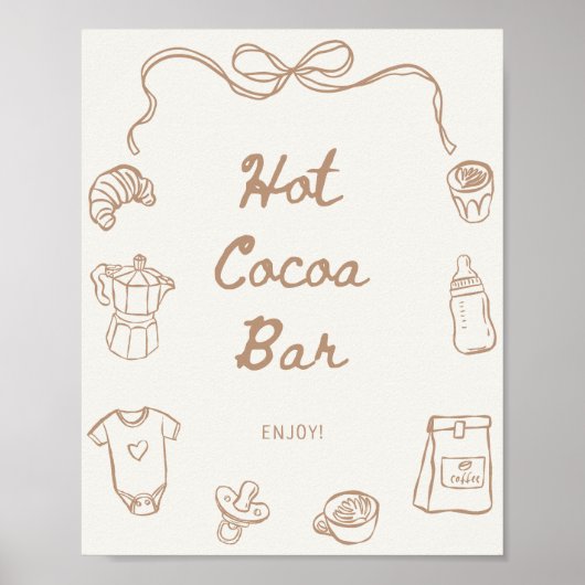 Baby is Brewing Hand Drawn Hot Cocoa Bar Poster ポスター (正面)