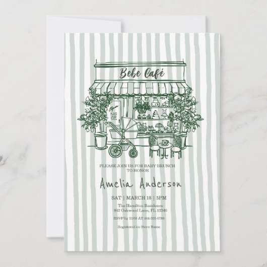  baby is brewing Home cafe themed BABY Shower 招待状 (正面)