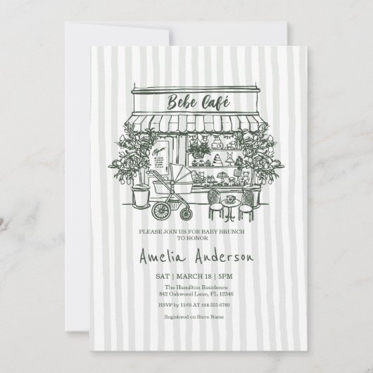 baby is brewing Home cafe themed BABY Shower 招待状 (正面)