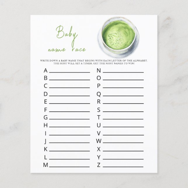 Baby is brewing matcha - Baby name race game (正面)