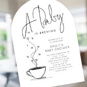 Baby is Brewing Minimalist Coffee Baby Shower  招待状