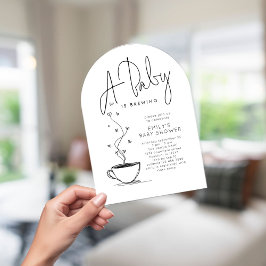 Baby is Brewing Minimalist Coffee Baby Shower  招待状