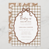 Baby is Brewing Neutral Baby Shower  招待状 (正面/裏面)