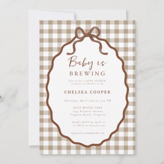 Baby is Brewing Neutral Baby Shower  Invitation 招待状 (正面)
