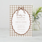 Baby is Brewing Neutral Baby Shower  Invitation 招待状 (スタンド正面)