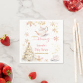Baby Is Brewing Pink Winter Tea Party Baby Shower スタンダードカクテルナプキン (インサイチュ)
