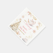 Baby Is Brewing Pink Winter Tea Party Baby Shower スタンダードカクテルナプキン (角)