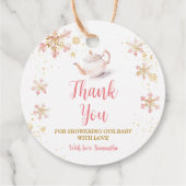Baby Is Brewing Pink Winter Tea Party Baby Shower フェイバータグ (裏面)