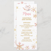 Baby Is Brewing Pink Winter Tea Party Baby Shower メニュー (正面/裏面)