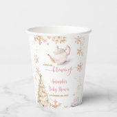 Baby Is Brewing Pink Winter Tea Party Baby Shower 紙コップ (裏面)