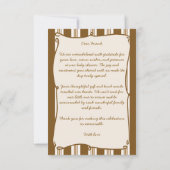 Baby is brewing retro stripes coffee baby shower サンキューカード (裏面)