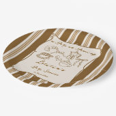 Baby is brewing retro stripes coffee baby shower  ペーパープレート (アングル)