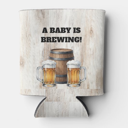 Baby is Brewing Rustic Co-Ed Shower Can Cooler 缶クーラー (正面)