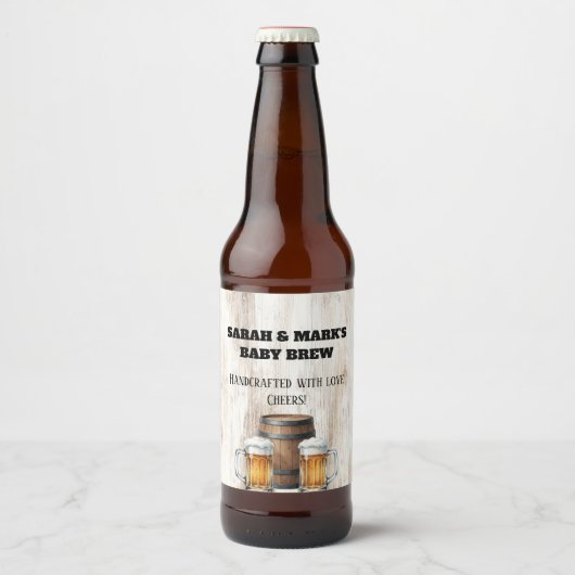 Baby is Brewing Rustic Custom Beer Bottle Label ビールラベル (正面)