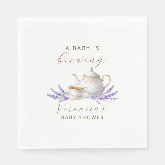 Baby is Brewing Tea Party Baby Shower スタンダードランチョンナプキン (正面)