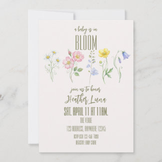 Baby is in Bloom, Single Flowers Baby Shower 招待状