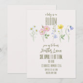 Baby is in Bloom, Single Flowers Baby Shower 招待状 (正面/裏面)