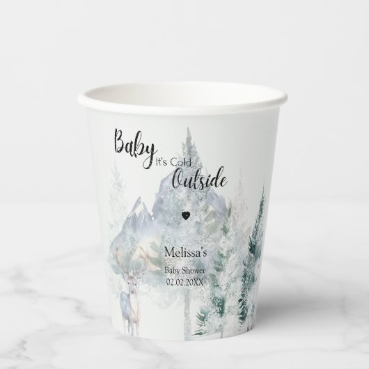 Baby It’s Cold Outside 冬のモミの木の木立 紙コップ (正面)