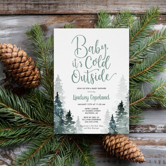 Baby It’s Cold Outside 冬の森のベビーシャワー 招待状