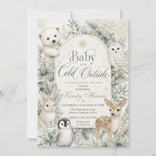 Baby It’s Cold Outside 冬の赤ちゃんお披露目会 招待状 (正面)