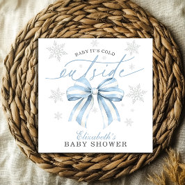 Baby It’s Cold Outside Blue Bow Winter Baby Shower スタンダードランチョンナプキン