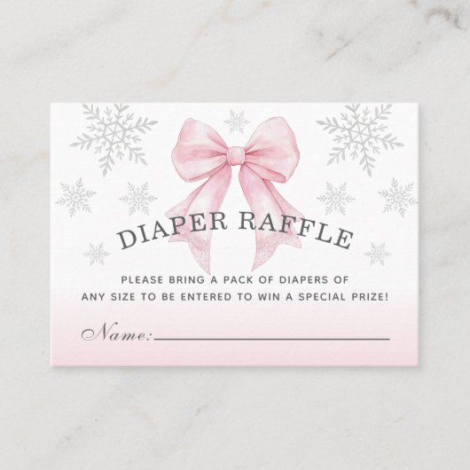 Baby It’s Cold Outside Pink Bow Diaper Raffle 名刺 (正面)