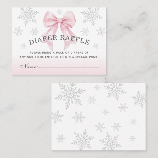 Baby It’s Cold Outside Pink Bow Diaper Raffle 名刺 (正面/裏面)