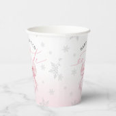 Baby It’s Cold Outside Pink Bow Winter Baby Shower 紙コップ (右)