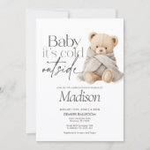 Baby It’s Cold Outside Teddy Bear Baby Shower 招待状 (正面)