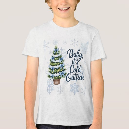 Baby, It’s Cold Outside Winter Baby Boy Shower トライブレンドＴシャツ (正面)