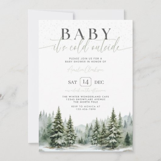 Baby It’s Cold Outside Winter Baby Shower Invite 招待状 (正面)