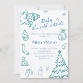 Baby It’s Cold Outside Winter Baby Shower Party  招待状 (正面)