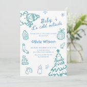 Baby It’s Cold Outside Winter Baby Shower Party  招待状 (スタンド正面)