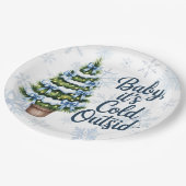 Baby, It’s Cold Outside Winter Boy Baby Shower ペーパープレート (アングル)