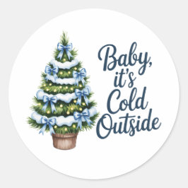 Baby, It’s Cold Outside Winter Boy Baby Shower ラウンドシール