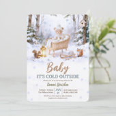 Baby It’s Cold Outside Winter Woodland Baby Shower 招待状 (スタンド正面)