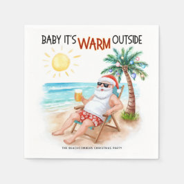 Baby It’s Warm Outside Tropical Christmas Santa スタンダードカクテルナプキン