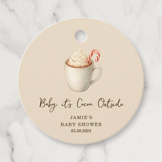 Baby, It's Cocoa Outside ベビーシャワー フェイバータグ (正面)
