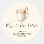 Baby, It's Cocoa Outside Baby Shower  ラウンドシール (正面)