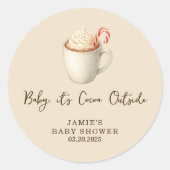 Baby, It's Cocoa Outside Baby Shower  ラウンドシール (正面)