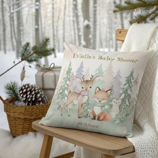 Baby It's Cold Outside かわいい冬の森 クッション