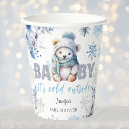 Baby it's Cold Outside かわいい男の子 冬のベビーシャワー 紙コップ