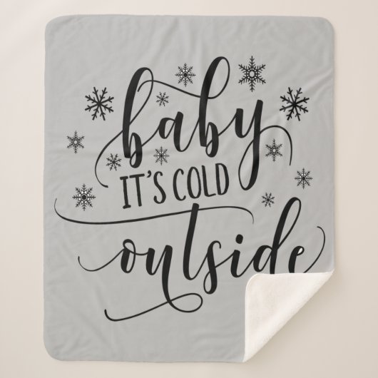 Baby Its Cold Outside グレー シェルパ ブランケット (正面)