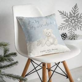 Baby, It's Cold Outside ソフトテディベアと雪の結晶 クッション