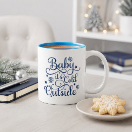 Baby It's Cold Outside ネイビースクリプト ホリデー ツートーンマグカップ