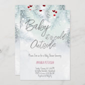 『Baby It's Cold Outside』パステルカラーの松の装飾 招待状 (正面/裏面)