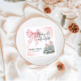 Baby Its Cold Outside、ピンクのリボンの冬のベビーシャワー スタンダードカクテルナプキン