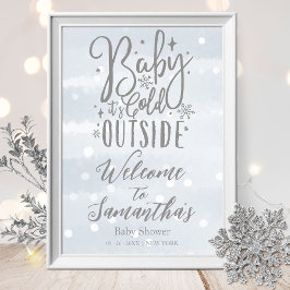 Baby It's Cold Outside ベビーシャワーのウェルカムサイン ポスター